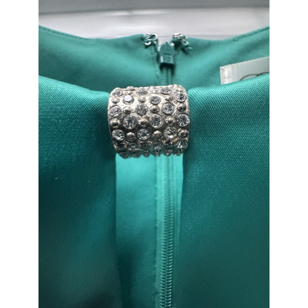 NWT Eliza J Emerald Green Satin Sheath Dress - Jeweled Neckline - Size 14 - Picture 9 of 9